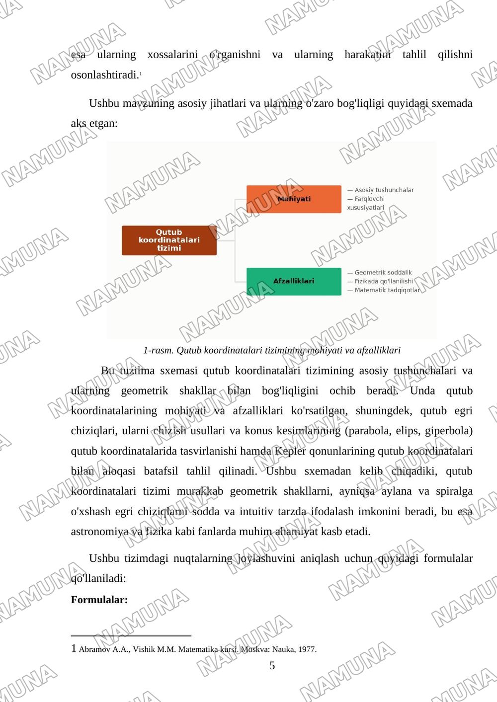 Qutub koordinatalari. Qutub egri chiziqlari. Qutub egri chiziqlarini chizish. Konus kesimlar (parabola, elips, giperbola). Kepler qonunlari. — mustaqil ish, 5-varaq