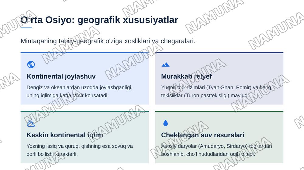 Oʻrta Osiyoni tabiiy geografik rayonlashtirish — zamonaviy taqdimot, 4-slayd