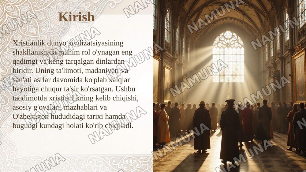 Xristianlikning jahon madaniyati, sanʼati va taʼlim tizimi rivojiga taʼsiri — taqdimot, 3-slayd