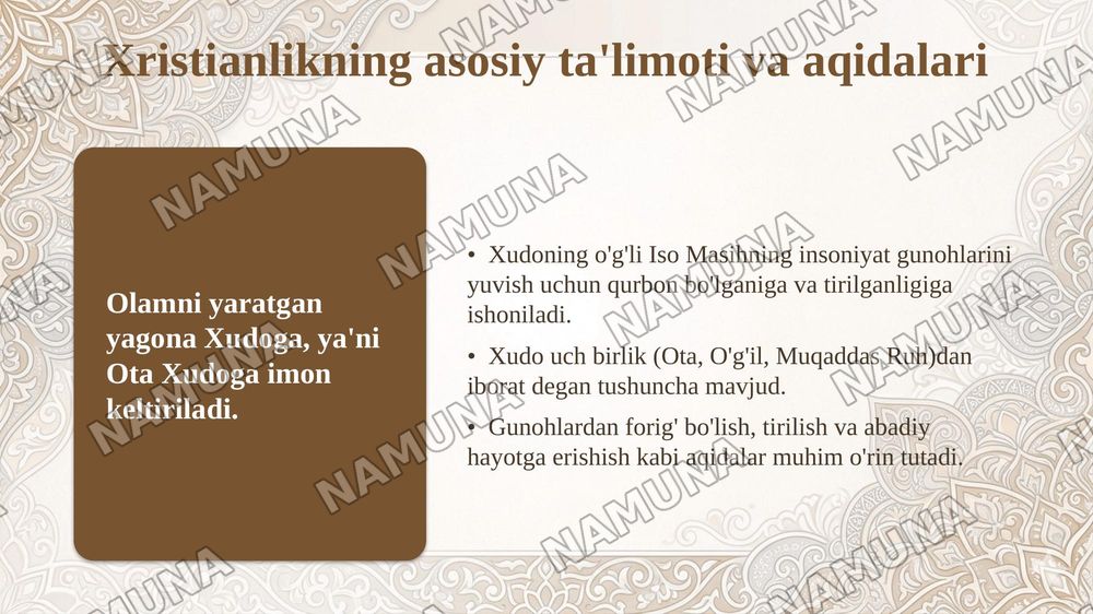 Xristianlikning jahon madaniyati, sanʼati va taʼlim tizimi rivojiga taʼsiri — taqdimot, 5-slayd