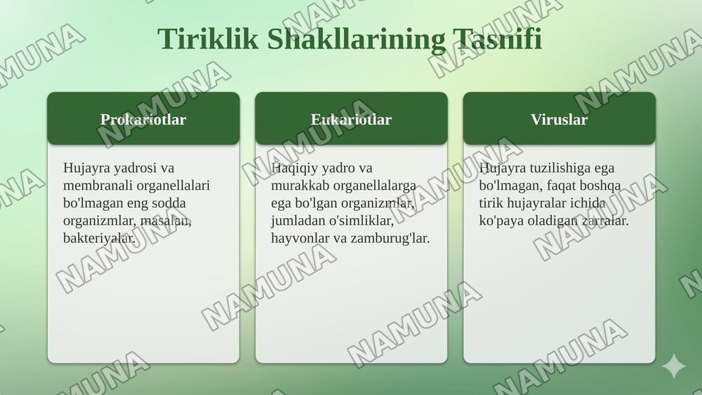 Tiriklikning asosiy shakillari — taqdimot, 7-slayd