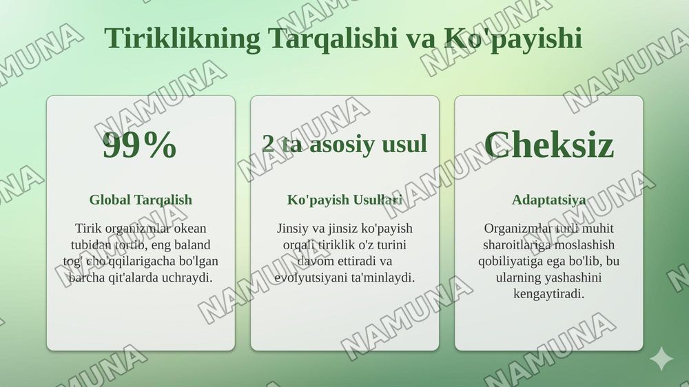 Tiriklikning asosiy shakillari — taqdimot, 8-slayd