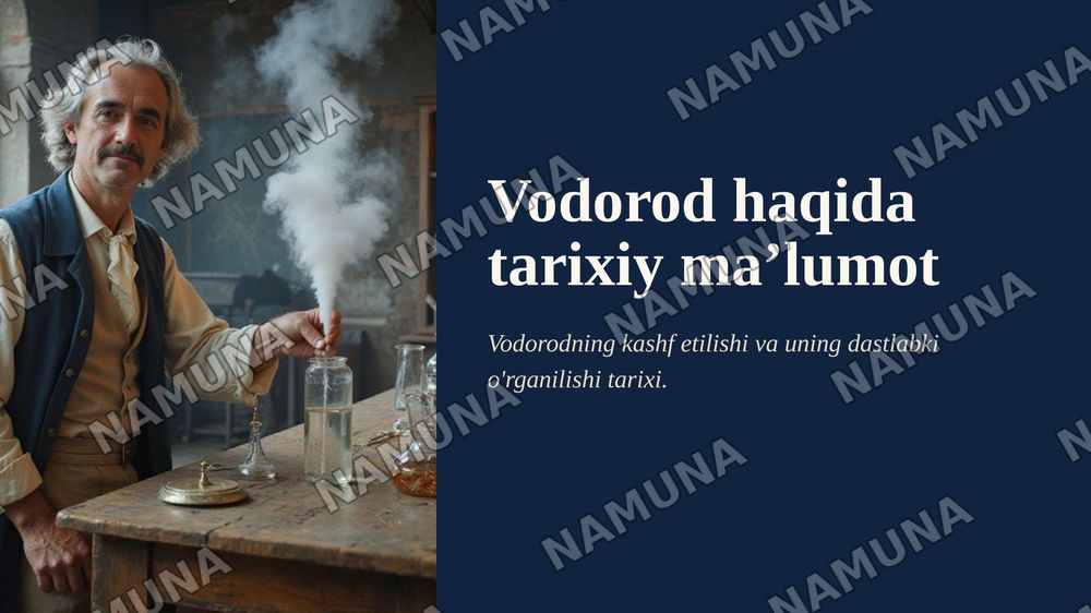Vodorod haqida tarixiy maʼlumot — zamonaviy taqdimot, 1-slayd