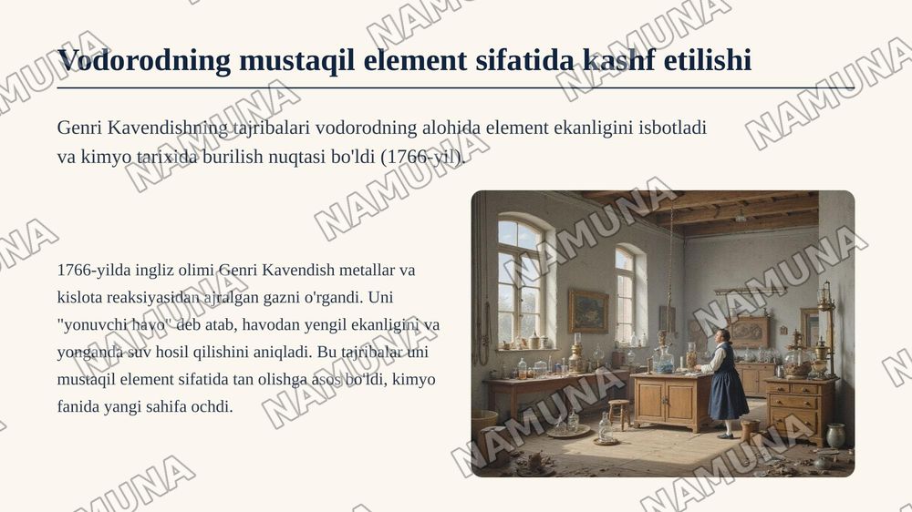 Vodorod haqida tarixiy maʼlumot — zamonaviy taqdimot, 5-slayd