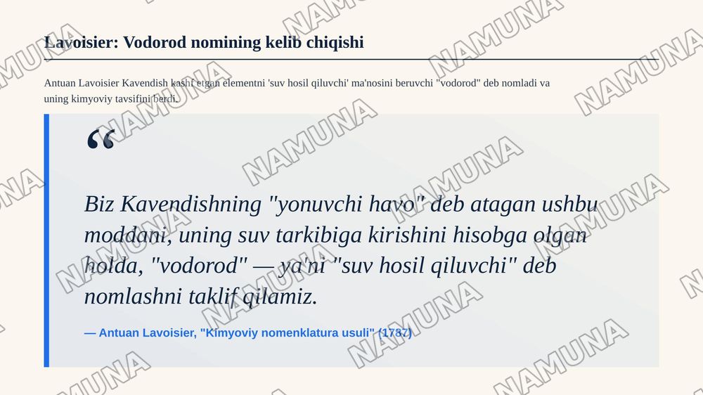 Vodorod haqida tarixiy maʼlumot — zamonaviy taqdimot, 6-slayd