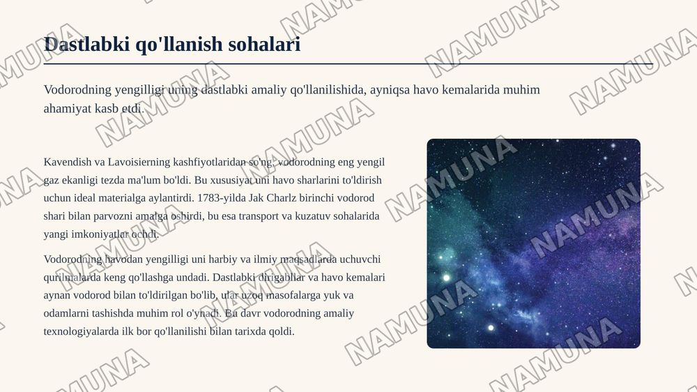Vodorod haqida tarixiy maʼlumot — zamonaviy taqdimot, 7-slayd