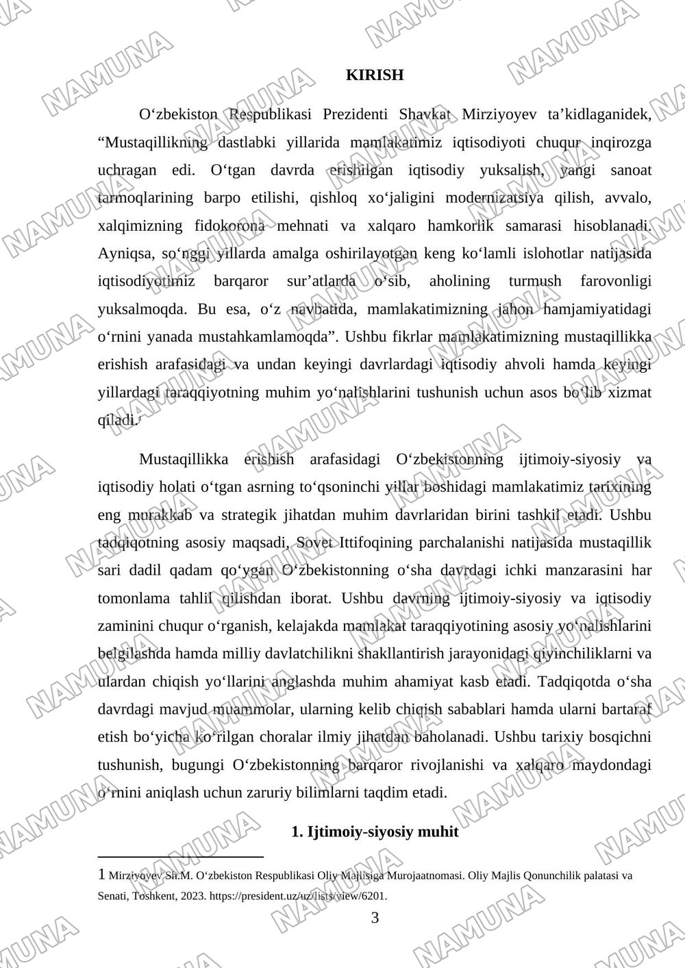 Mustaqillikka erishish arafasida Oʻzbekistonning ijtimoiy-siyosiy va iqtisodiy ahvoli — referat, 3-varaq