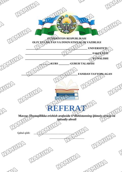 Mustaqillikka erishish arafasida Oʻzbekistonning ijtimoiy-siyosiy va iqtisodiy ahvoli — referat