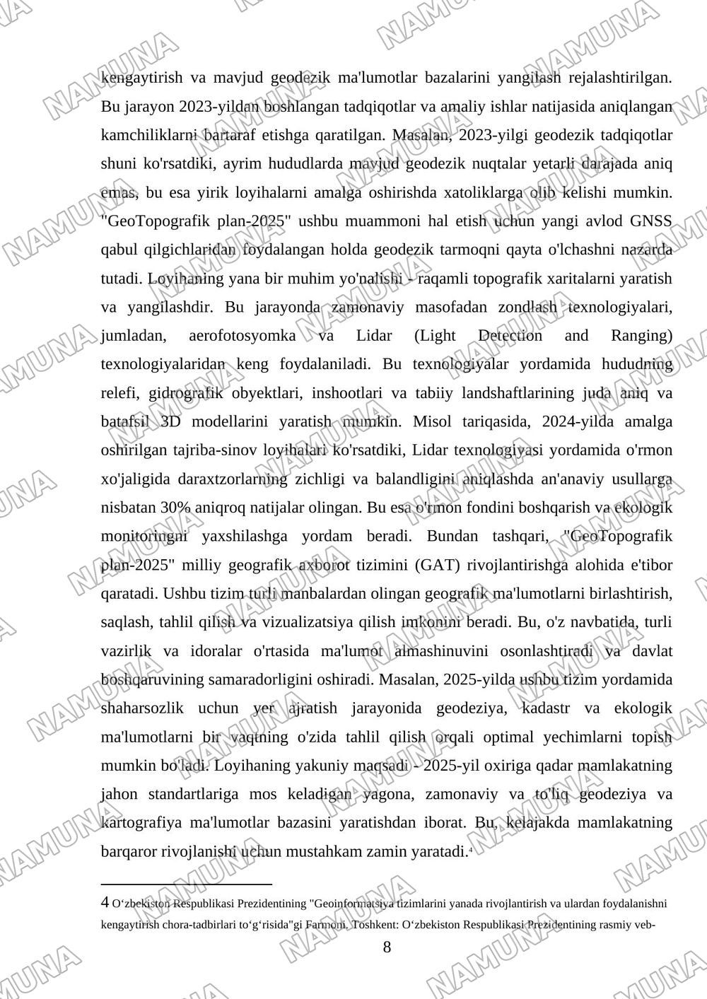 GeoTopografik plan-2025 — referat, 8-varaq