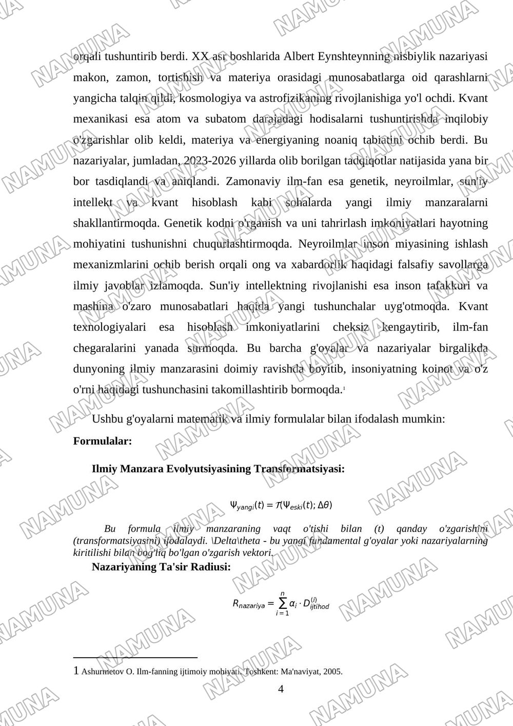 Dunyoning ilmiy manzarasi va uning evolyutsiyasi — referat, 4-varaq
