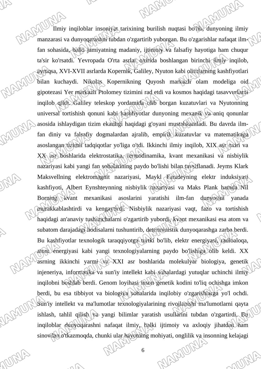 Dunyoning ilmiy manzarasi va uning evolyutsiyasi — referat, 6-varaq