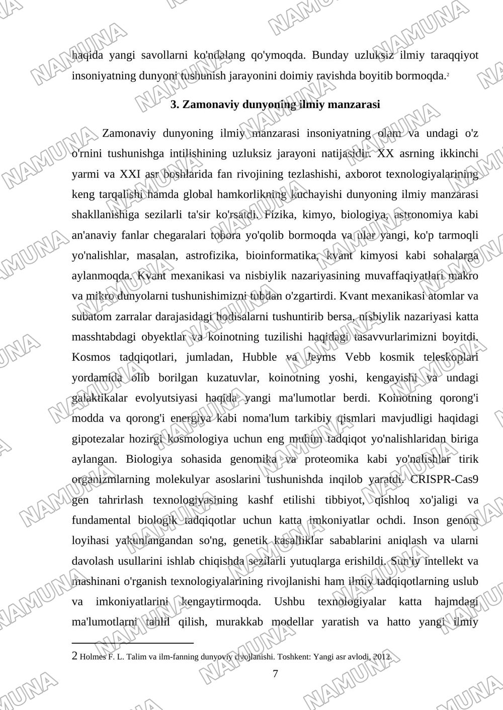 Dunyoning ilmiy manzarasi va uning evolyutsiyasi — referat, 7-varaq