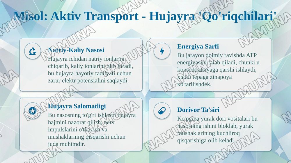 Membranalarning umumiy xususiyatlari: ko'ndalang assimetriya, suyuqlik holati va moddalarning membranadan o'tkazilishi — taqdimot, 8-slayd