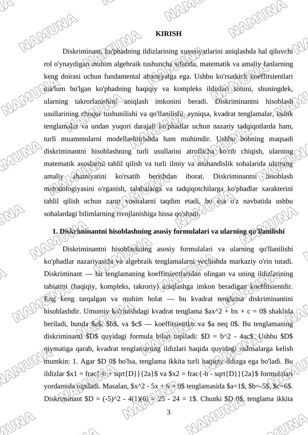 Diskirminantni hisoblash usullari — mustaqil ish, 3-varaq