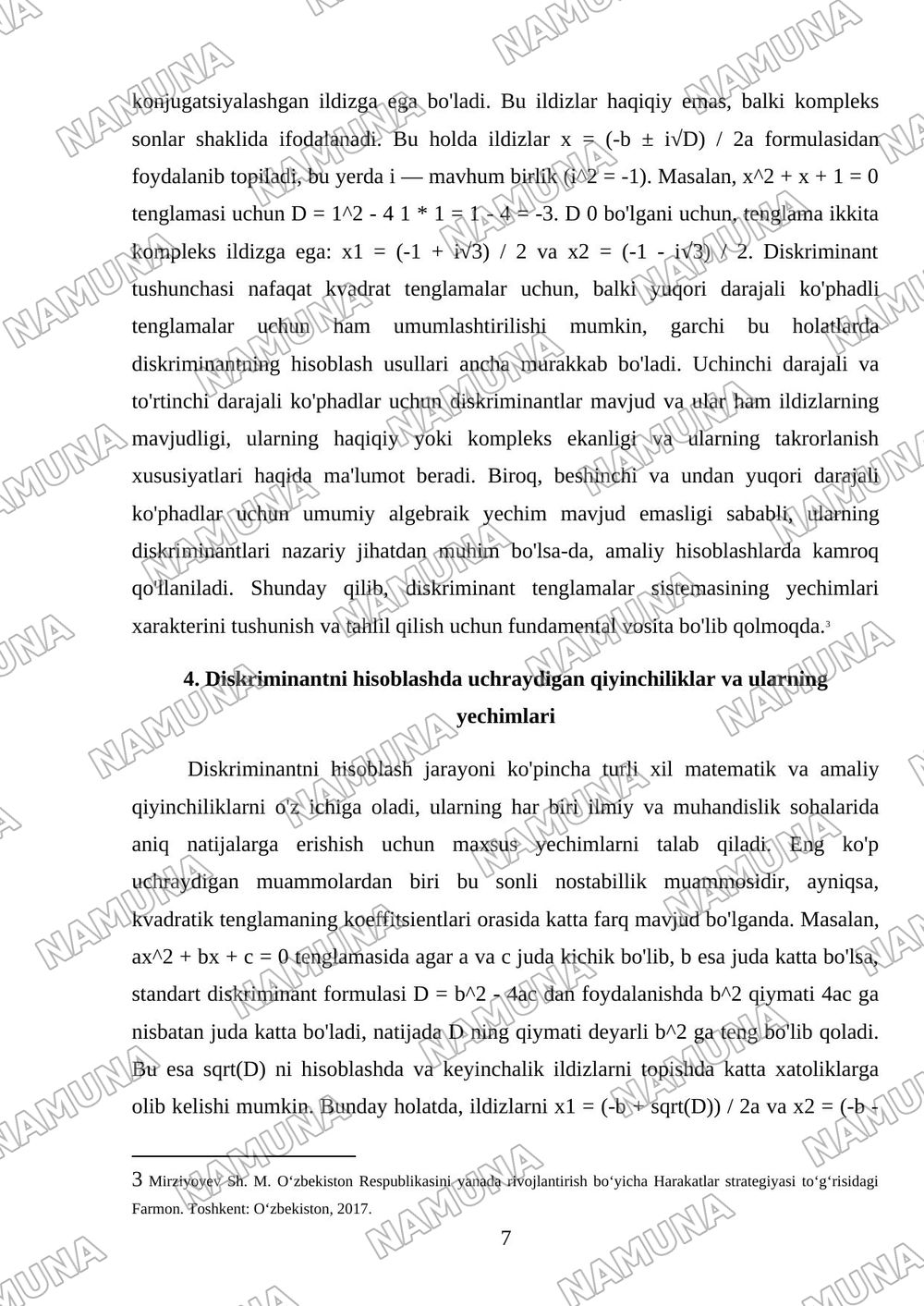 Diskirminantni hisoblash usullari — mustaqil ish, 7-varaq