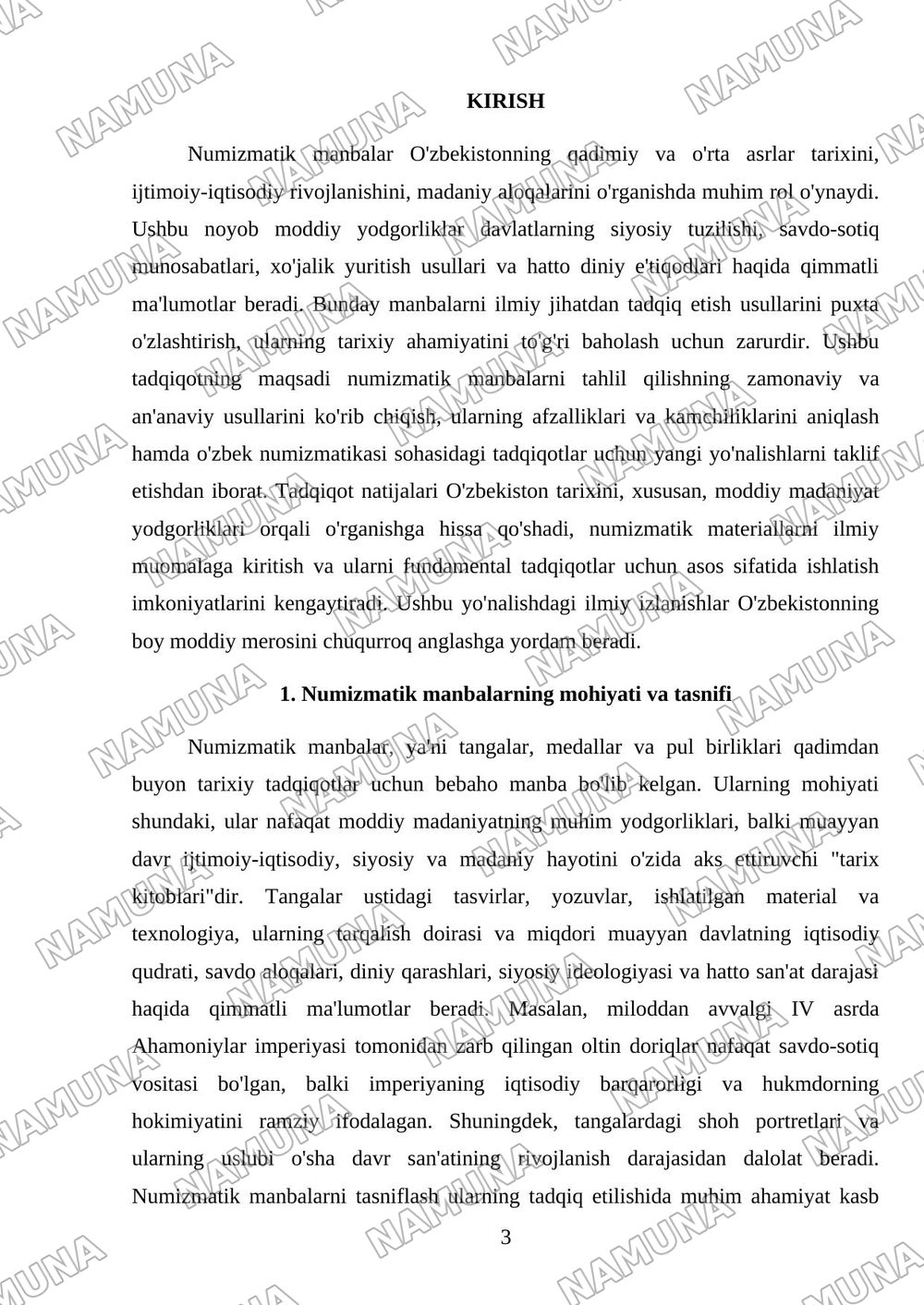 Numizmatik manbalar va ullarni tadqiq etish usullari — mustaqil ish, 3-varaq