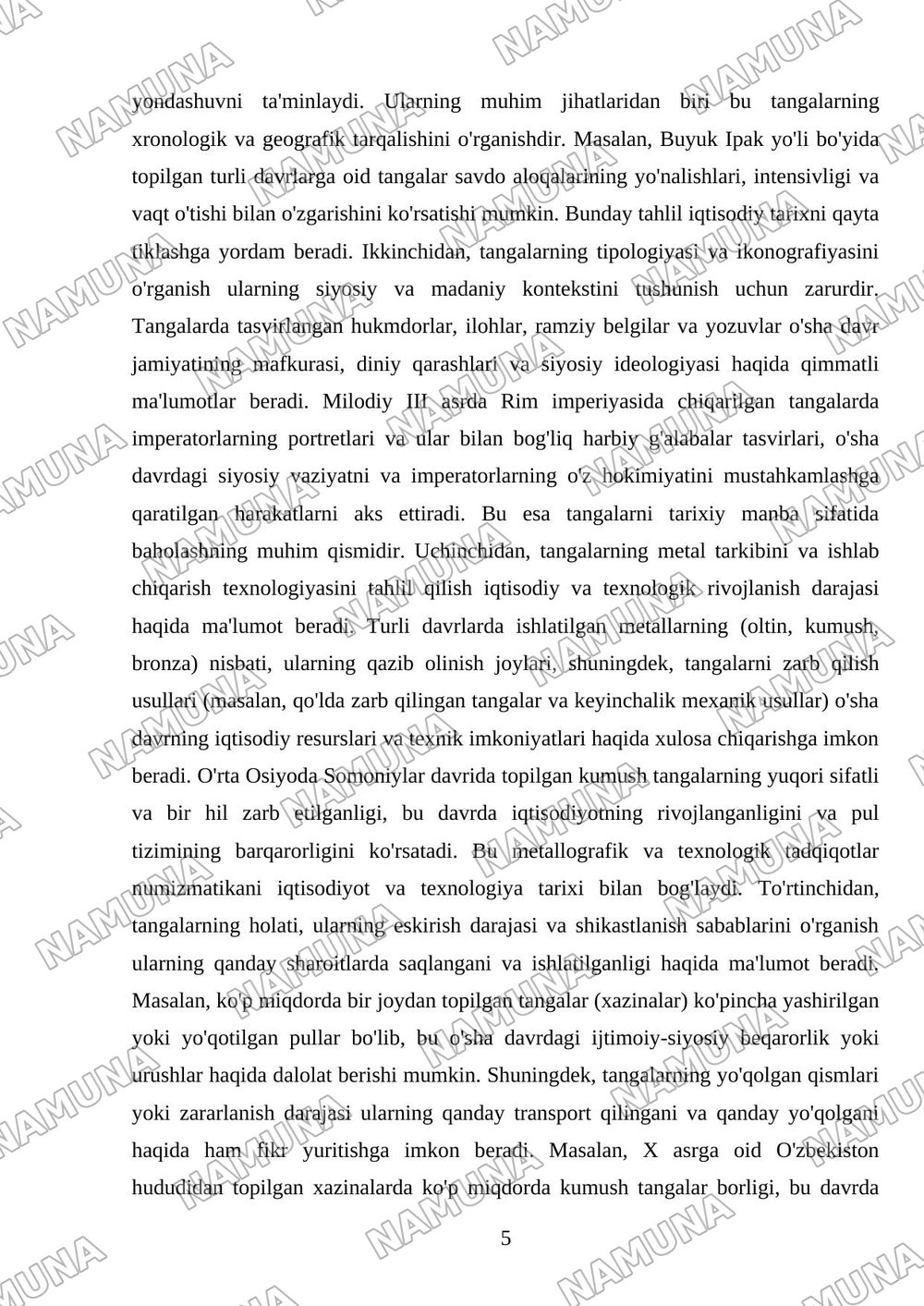 Numizmatik manbalar va ullarni tadqiq etish usullari — mustaqil ish, 5-varaq