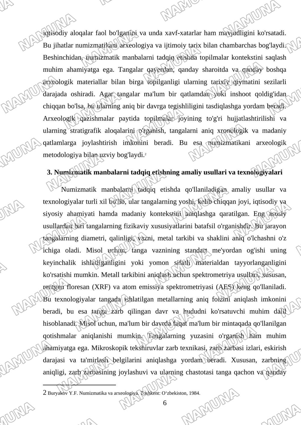 Numizmatik manbalar va ullarni tadqiq etish usullari — mustaqil ish, 6-varaq