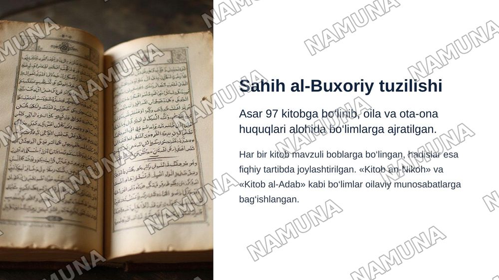 Imom Buxoriy hadislarida oila va ota-onani e’zozlash masalalari — zamonaviy taqdimot, 4-slayd