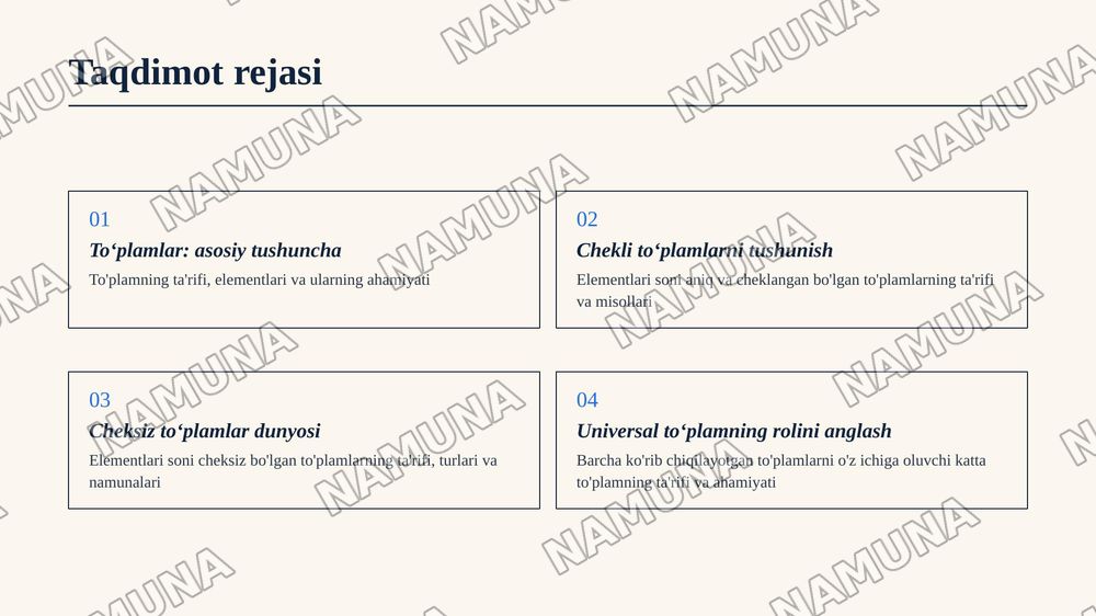 Toʻplamlarning turlari chekli cheksiz va unversal toʻplamlar. — zamonaviy taqdimot, 2-slayd
