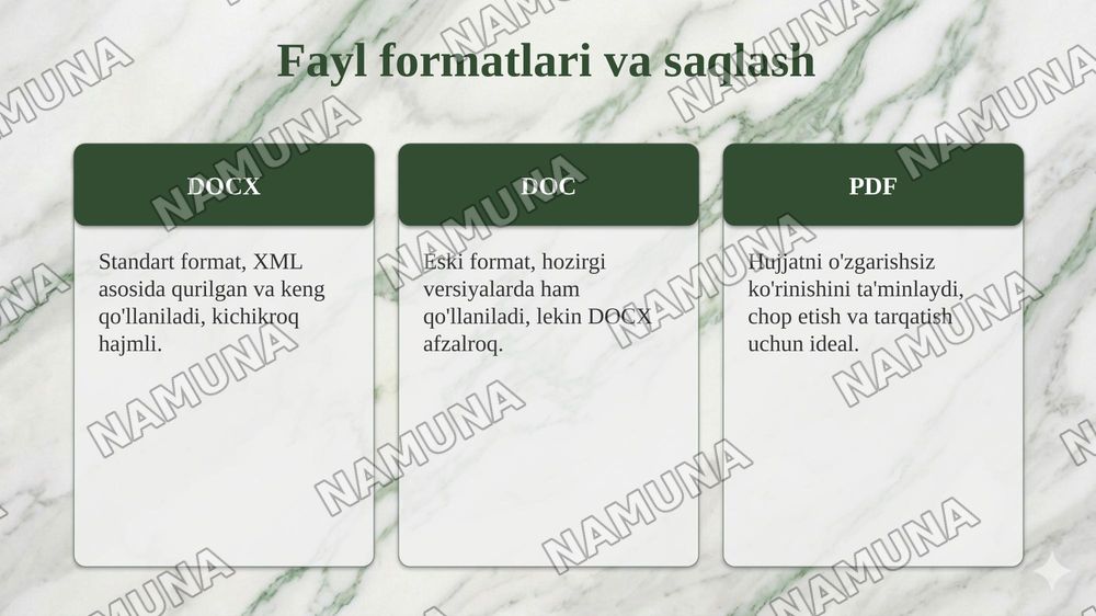 MS Word matn protsessori imkoniyatlari mavzusida taqdimot tayyorlash — taqdimot, 6-slayd
