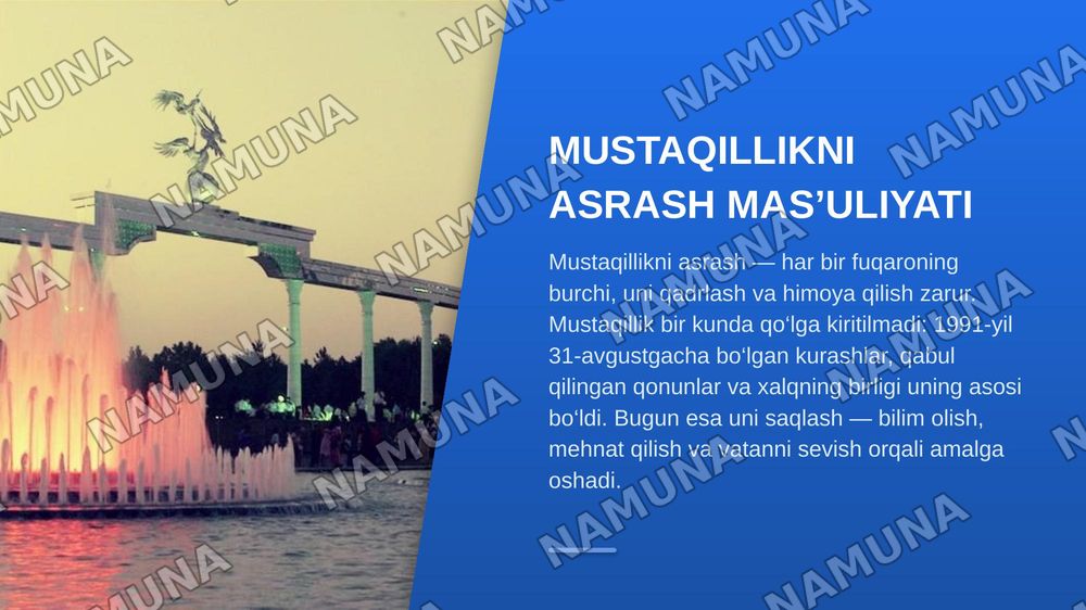mustaqillik oliy qadriyat — zamonaviy taqdimot, 8-slayd