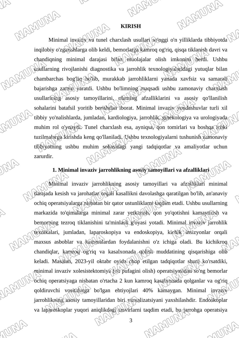 minimal invaziv va tunel charxlash usullari — mustaqil ish, 3-varaq