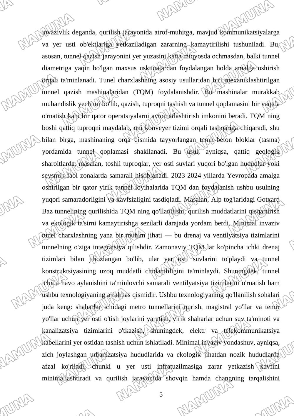 minimal invaziv va tunel charxlash usullari — mustaqil ish, 5-varaq