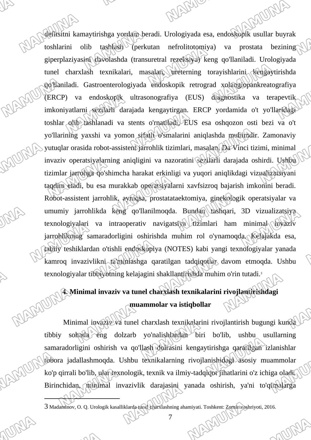 minimal invaziv va tunel charxlash usullari — mustaqil ish, 7-varaq