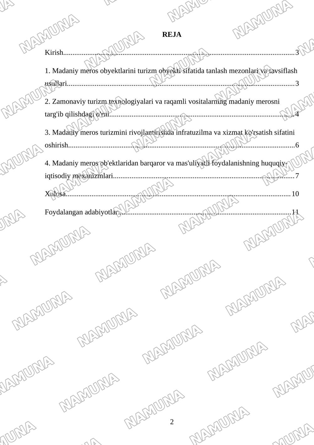 Madaniy meros obyektlaridan turizm maqsadida foydalanishning zamonaviy yondashuvlari — mustaqil ish, 2-varaq
