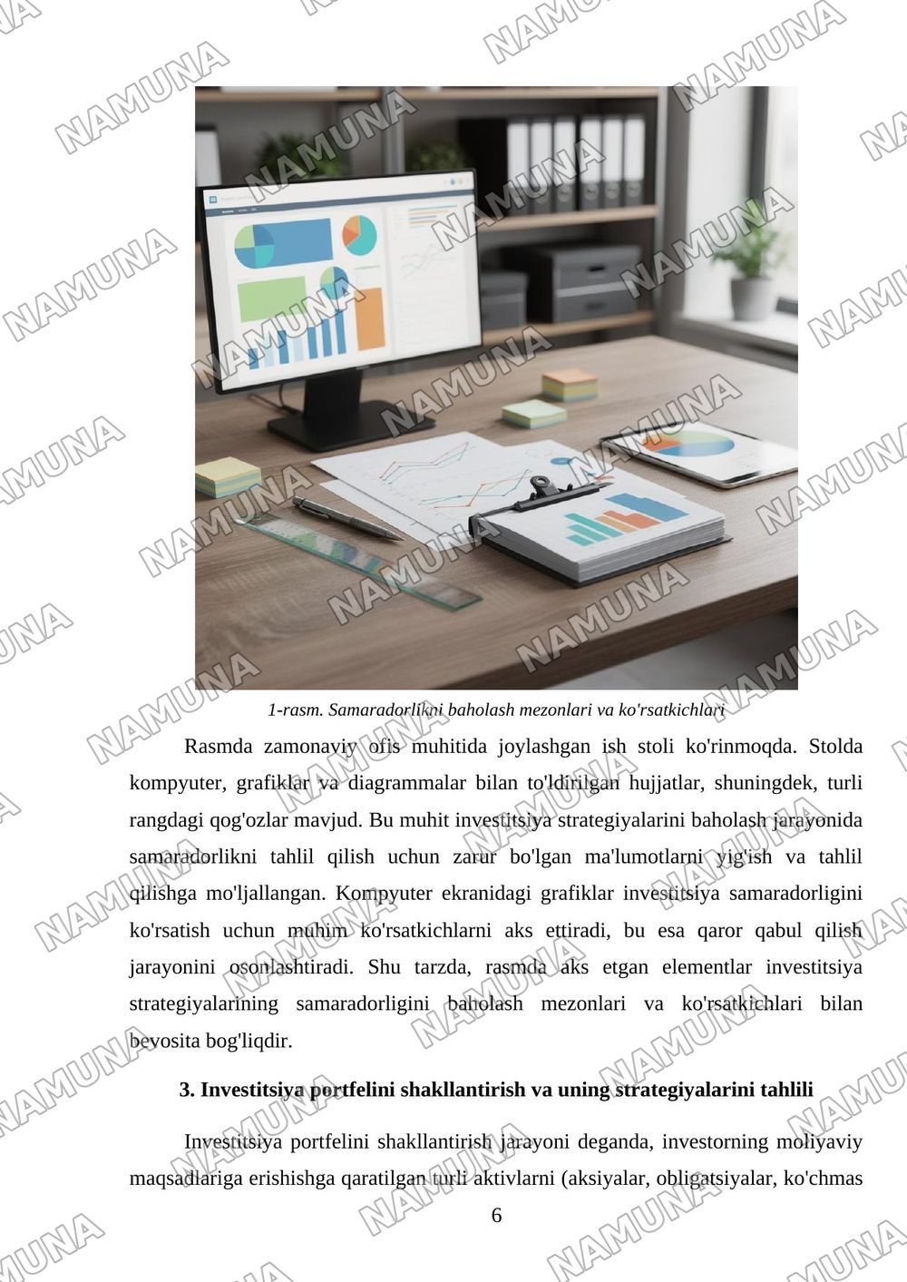 Investitsiya strategiyalari samaradorligini baholash — mustaqil ish, 6-varaq