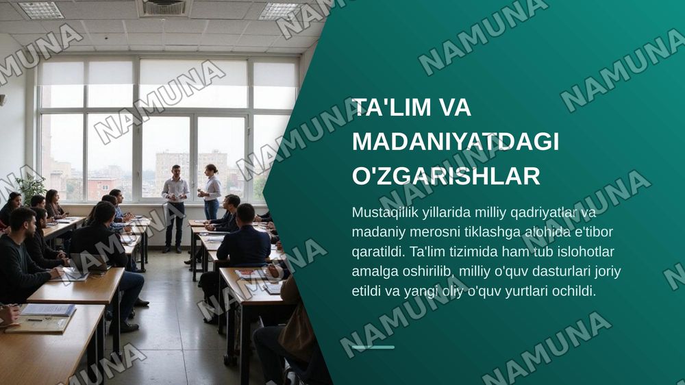 Mustaqillikning ilk yillari — zamonaviy taqdimot, 8-slayd
