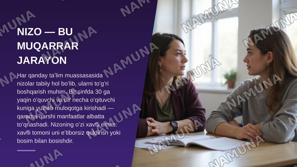 Oʻquvchilar va oʻqituvchilar oʻrtasida nizomlarni bartaraf etish — zamonaviy taqdimot, 3-slayd
