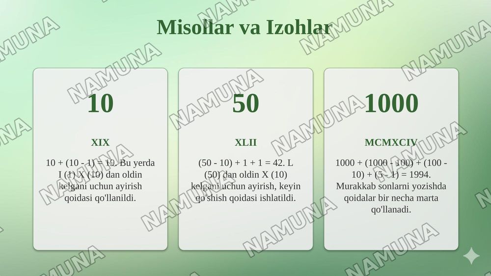 Rim sonlari — taqdimot, 7-slayd