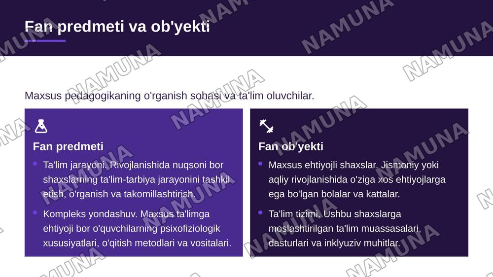 Maxsus pedagogika fanining predmeti, ob'yekti, boshga fanlar bilan aloqasi fanining umumiy asoslari — zamonaviy taqdimot, 4-slayd