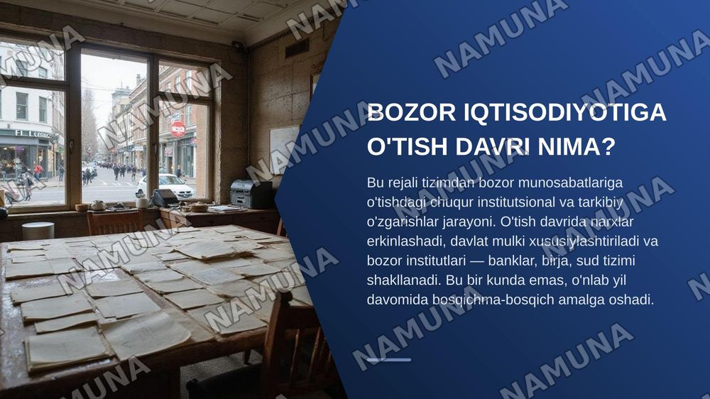 Bozor iqtisodiyotiga õtish davri va uning Õzbekistondagi xususiyatlari — zamonaviy taqdimot, 3-slayd