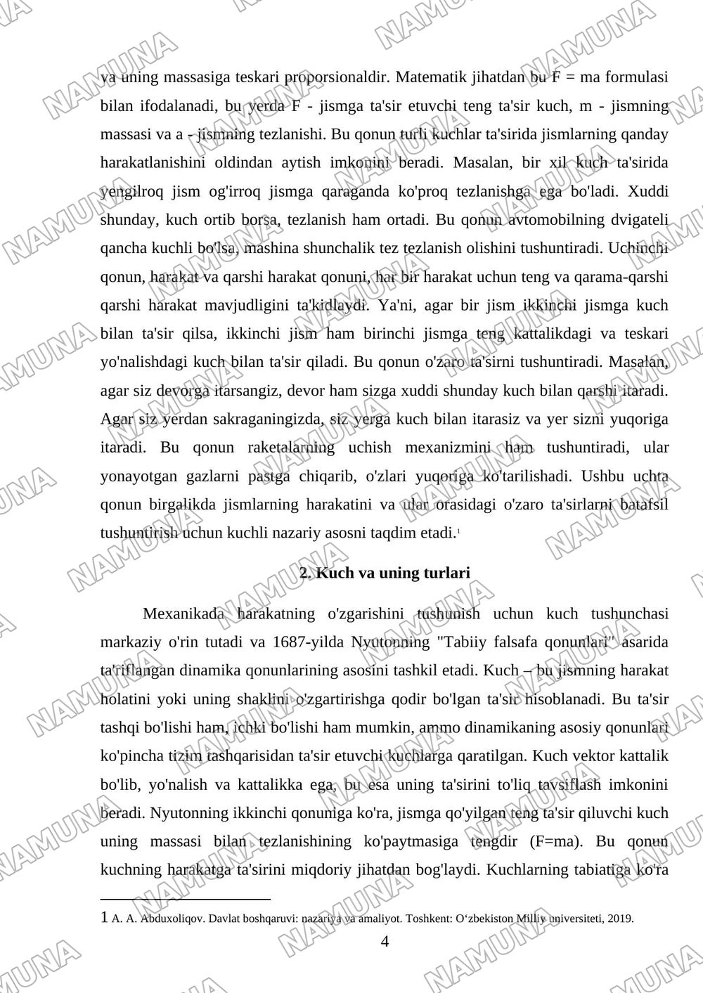 Dinamika qonunlari — mustaqil ish, 4-varaq