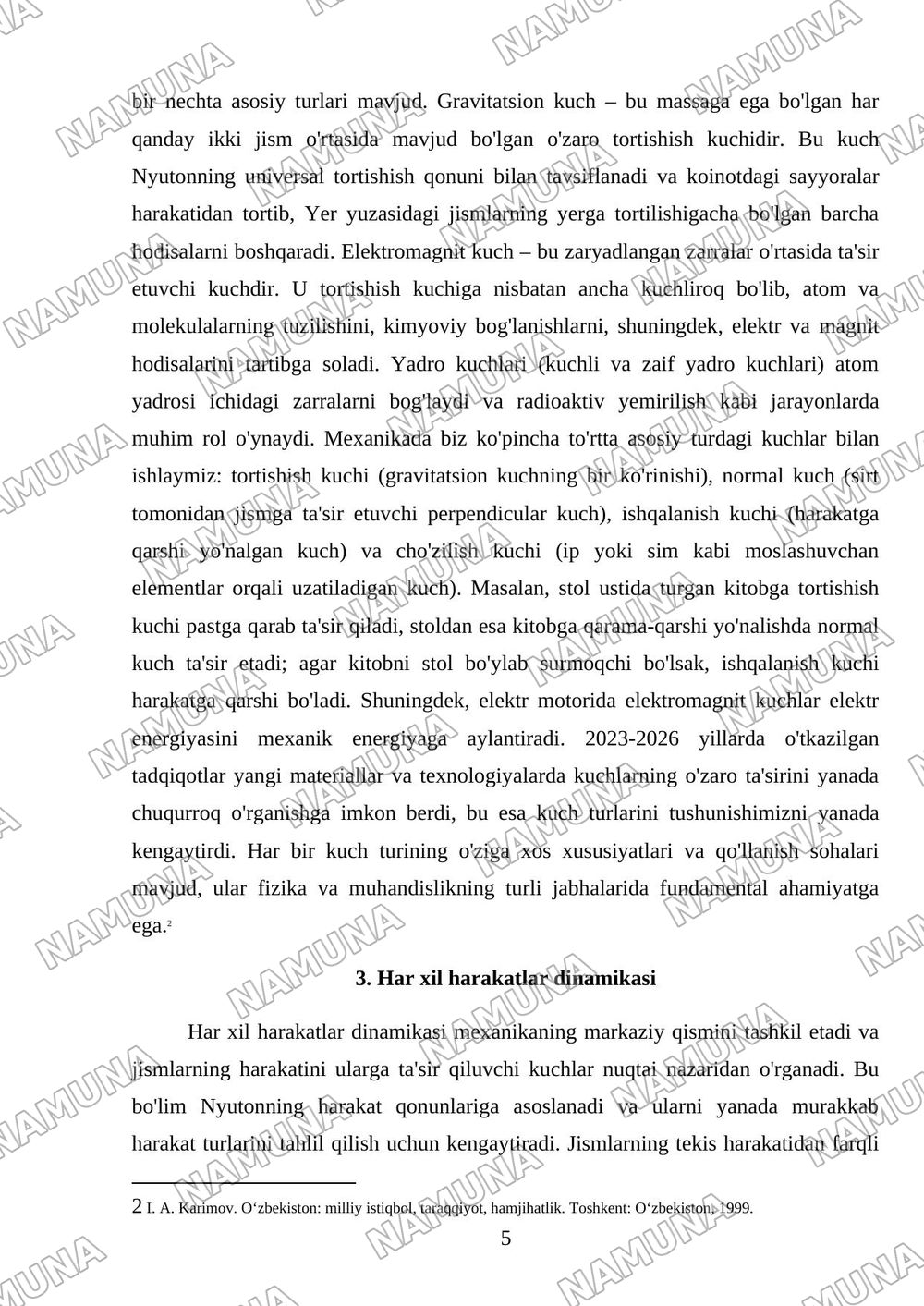 Dinamika qonunlari — mustaqil ish, 5-varaq