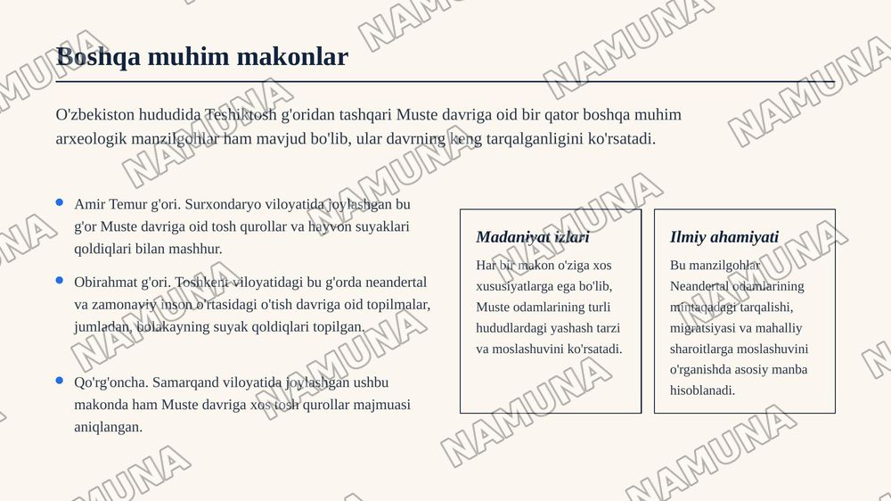 Muste davri arxeologik yodgorliklari — zamonaviy taqdimot, 7-slayd