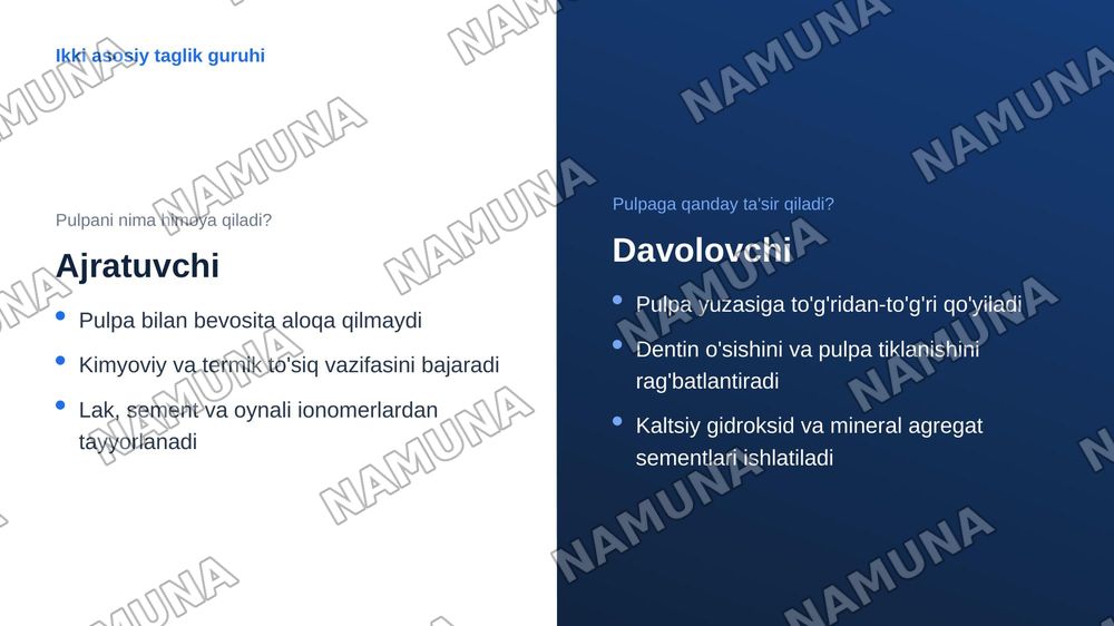 Ajratuvchi va davolovchi tagliklar.Phoshpat sement asosli plomba ashyolari.Turlari, tarkibi,xususiyatlari — zamonaviy taqdimot, 4-slayd