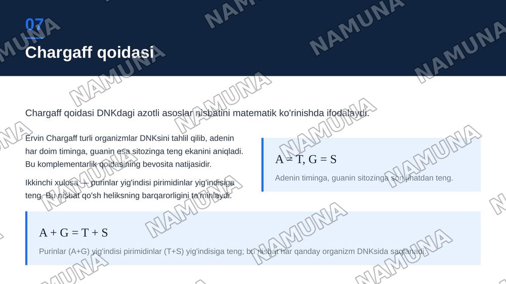 DNK sturukturasi — zamonaviy taqdimot, 8-slayd