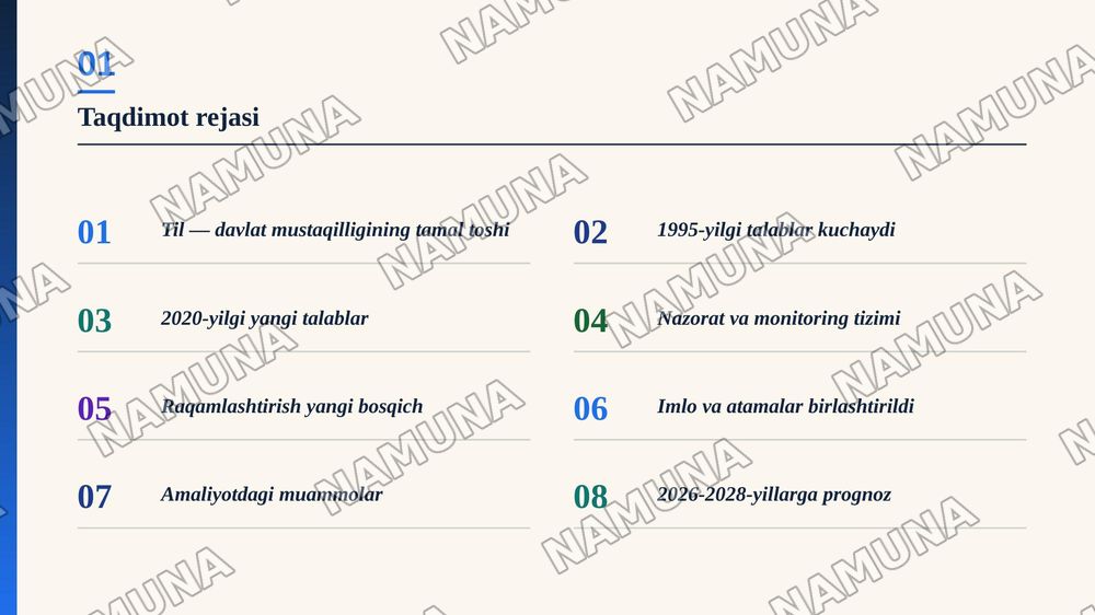 Mustaqillik yillarida davlat tilida ish yuritish tizimining takomillashuvi — zamonaviy taqdimot, 2-slayd