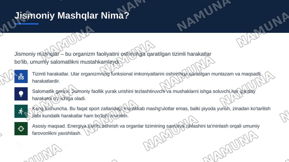 Jismoniy mashqlar — zamonaviy taqdimot, 4-slayd