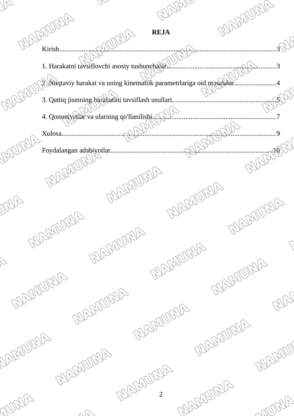 Kinematika asoslari — mustaqil ish, 2-varaq
