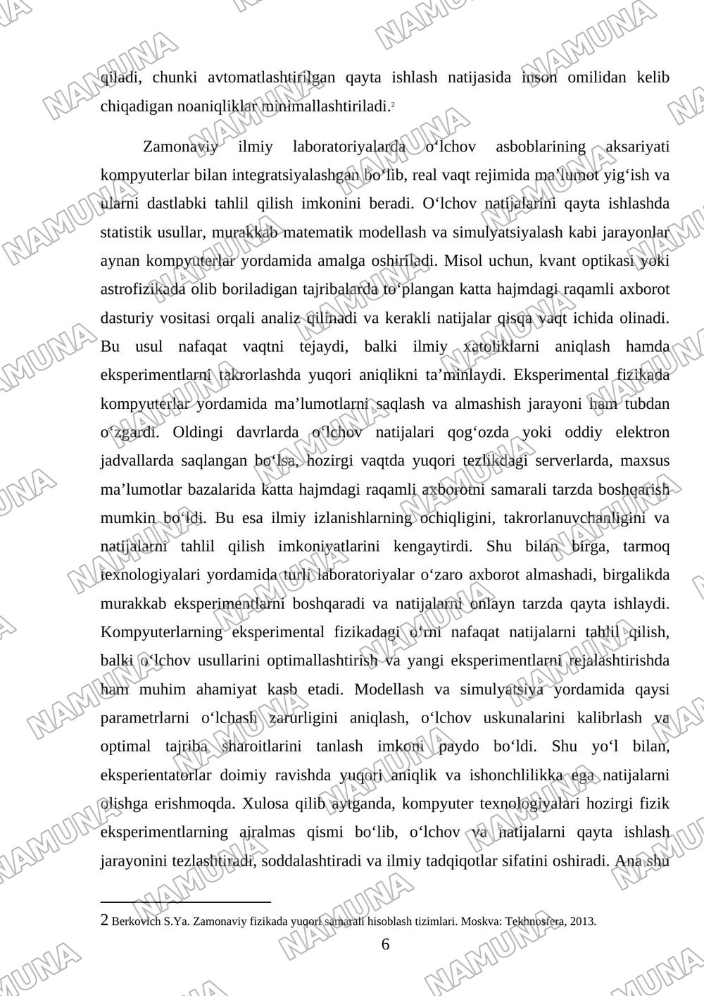 Zamonaviy fizikada kompyuterlarning o'rni ahamiyati haqida animatsiyon material tayyorlash — mustaqil ish, 6-varaq