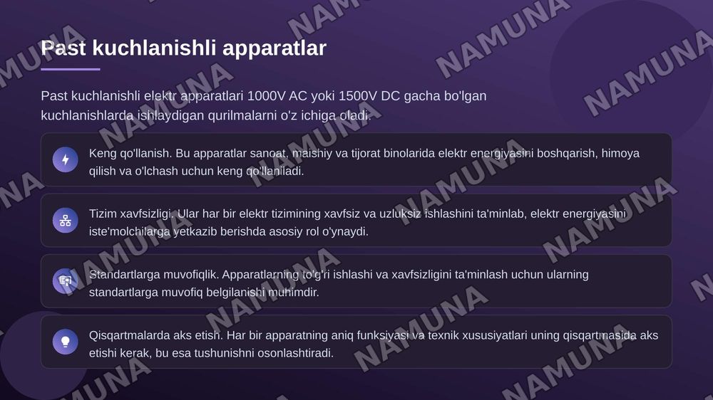 Past kuchlanishli elektr apparatlarini belgilashdagi qisqartmalar — zamonaviy taqdimot, 4-slayd