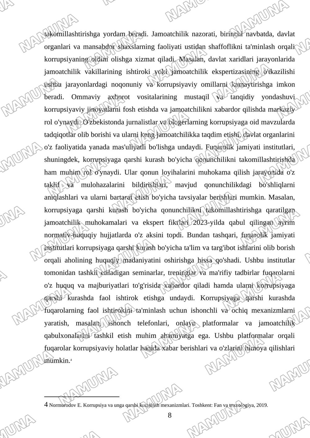Oʻzbekistonda korrupsiyaga qarshi kurashish mexanizmimlari — referat, 8-varaq