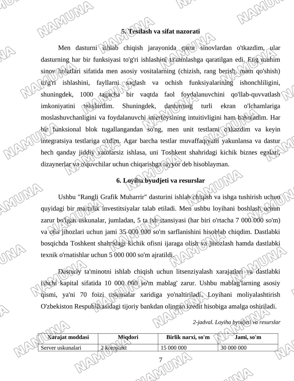 Paint grafik muharir dasturi — loyiha ishi, 7-varaq