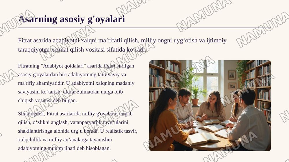 Fitratning adabiyot qoidalari asarini oʻqib kitob asosida taqdimot tayyorlash — zamonaviy taqdimot, 5-slayd