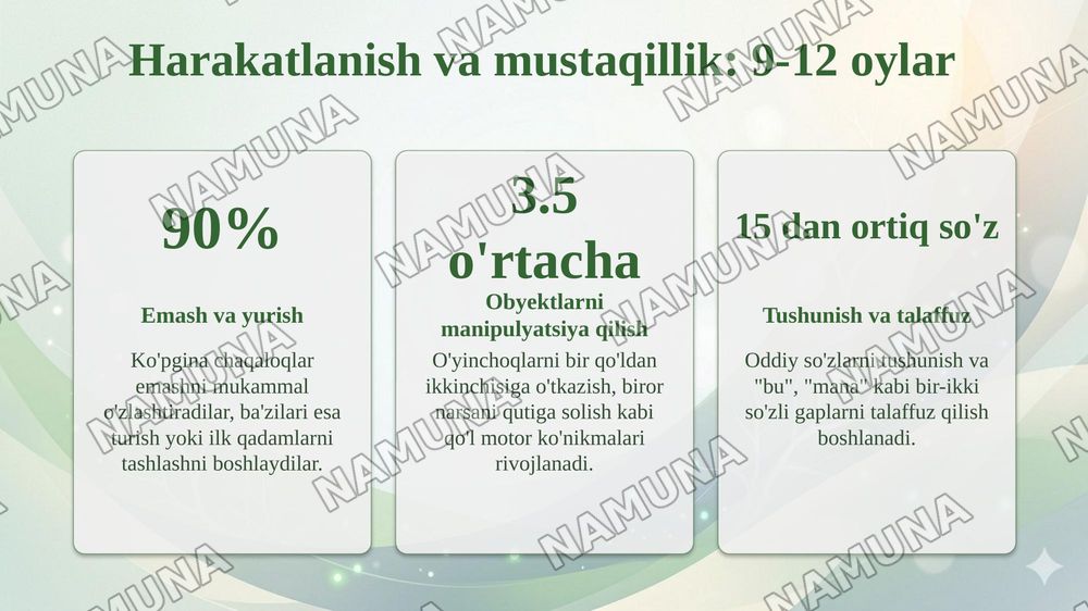 Chaqaloqlik davrining psixolagig rivojlanish bosqichlari — taqdimot, 8-slayd